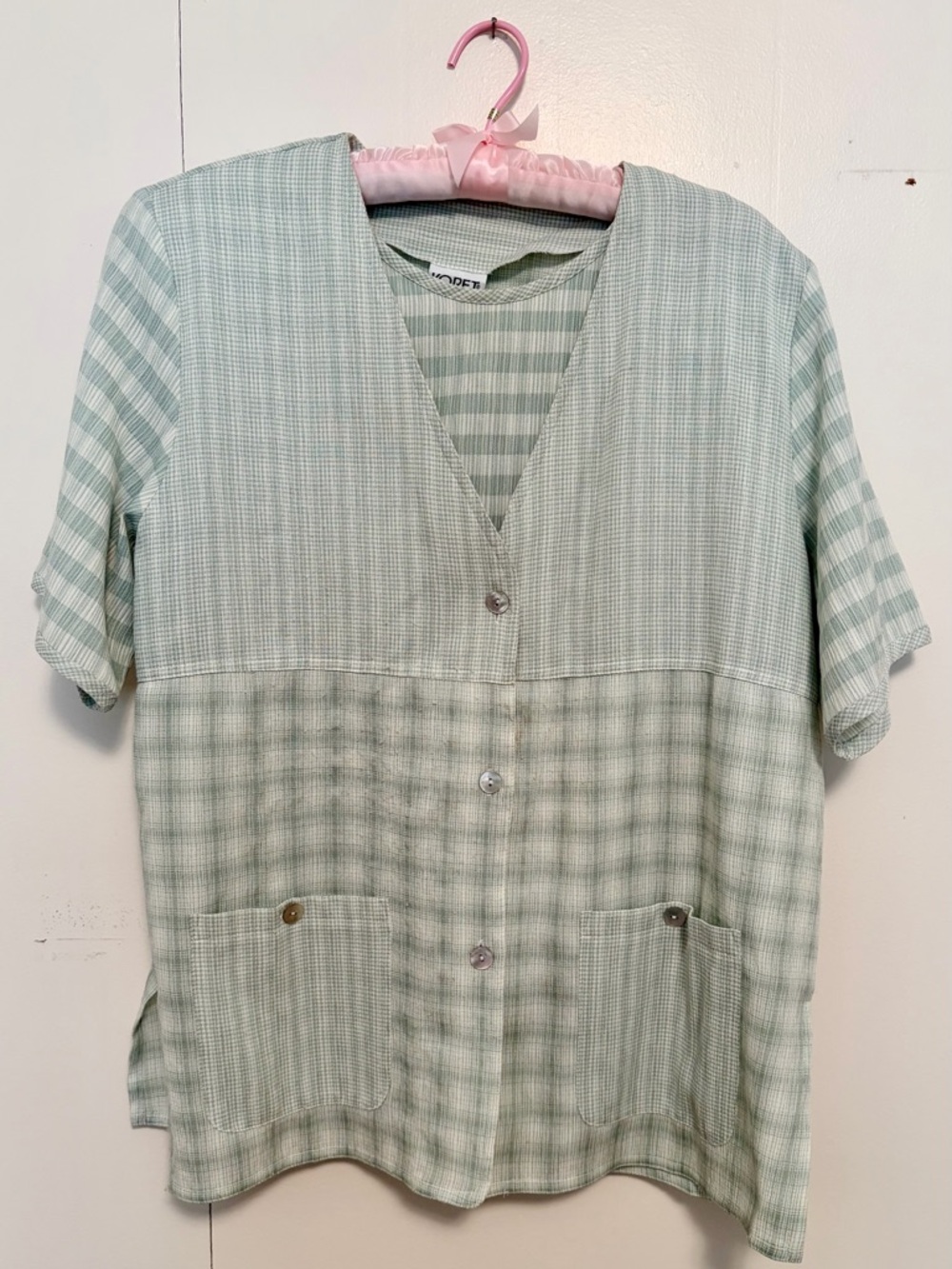 Koret Pale Mint Green Two-Piece Skirt Set with Patch Pockets